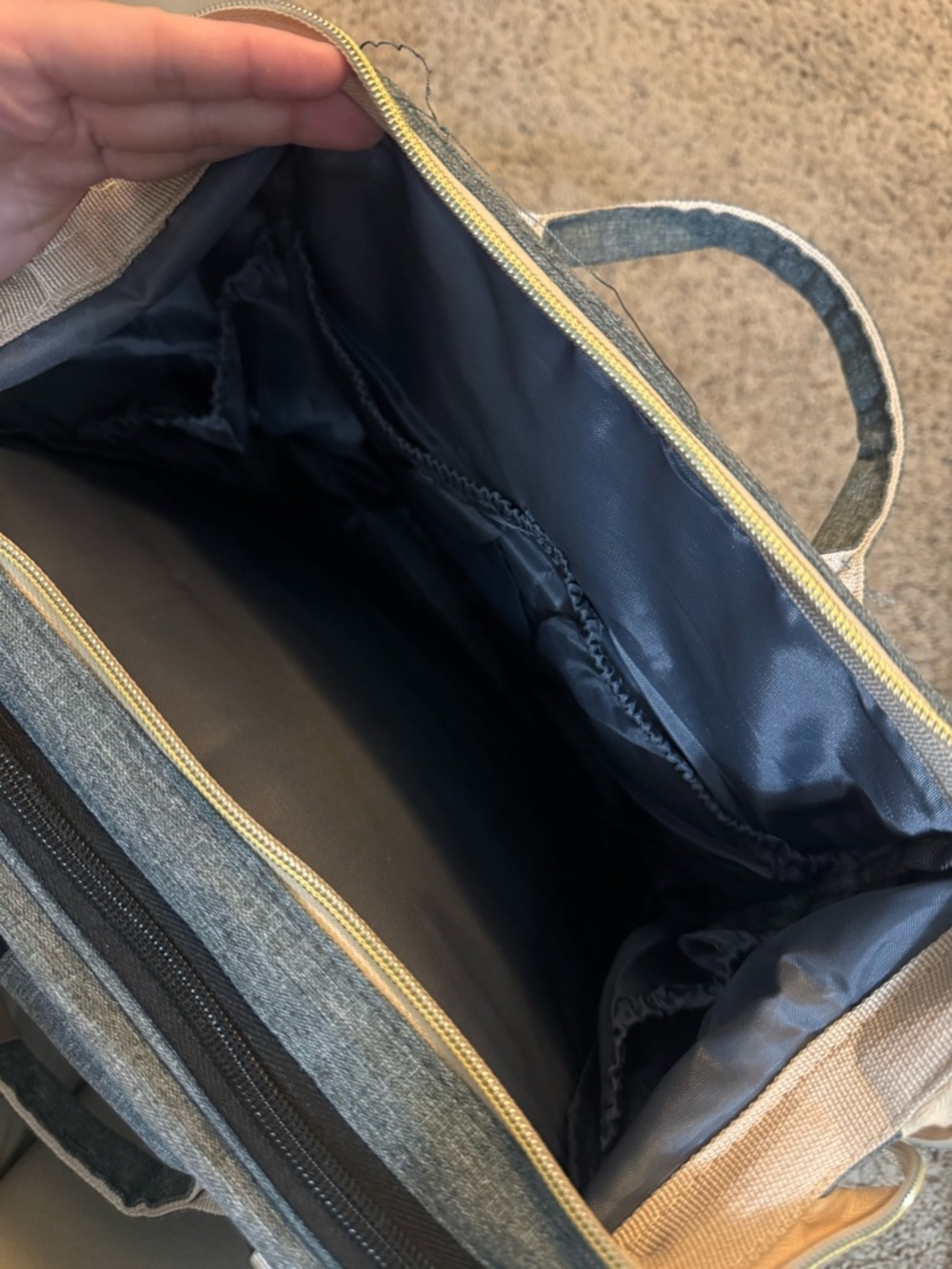 Gray Denim-Style Diaper Backpack - Picture 7 of 12